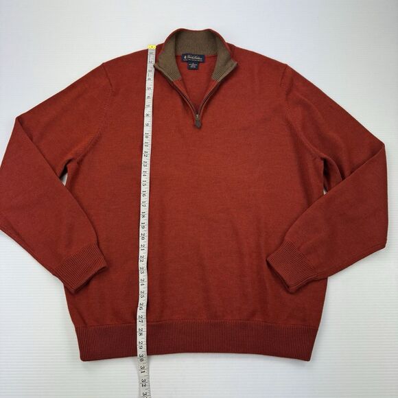 Brooks Brothers Merino Wool 1/4 Zip Sweater Men’s XL Burnt Orange Rust Pullover - Picture 8 of 10